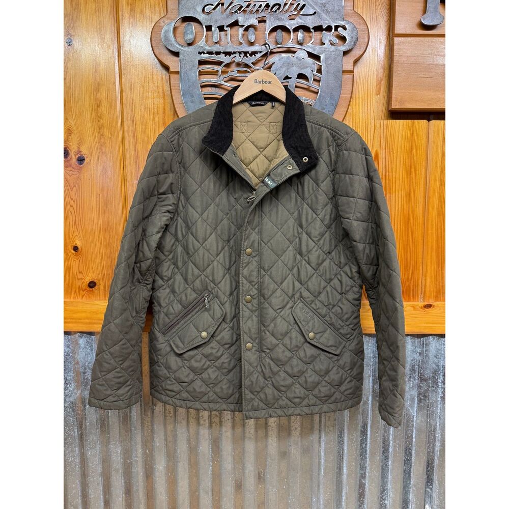 Men's Barbour Shoveler Quilted Jacket Dark Olive XL